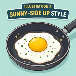 A classic sunny-side up fried egg with a bright, runny yolk and fully cooked whites in a skillet.