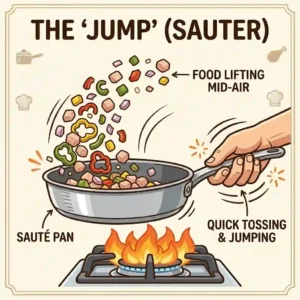 A visual comparison of typical food types: delicate mushrooms for a saute and breaded cutlets for frying, showcasing the difference between saute and fry cooking.