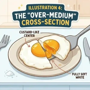 An over-medium fried egg with a perfectly semi-set, custard-like yolk center.