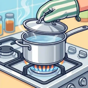 Using a lid on the pot for how to boil water faster tips.