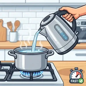 Using an electric kettle to support how to boil water faster tips.