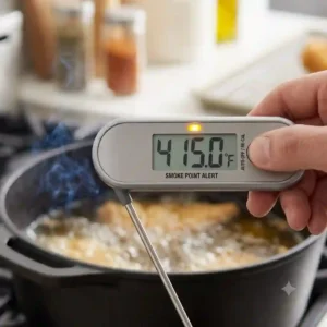 "An overcrowded frying pan illustrating how too much food drops the oil below the best cooking temperature for frying foods."